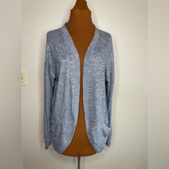 Jockey Gray Cocoon Style Open Front Cardigan Sweater Pockets Size Medium - Picture 1 of 6